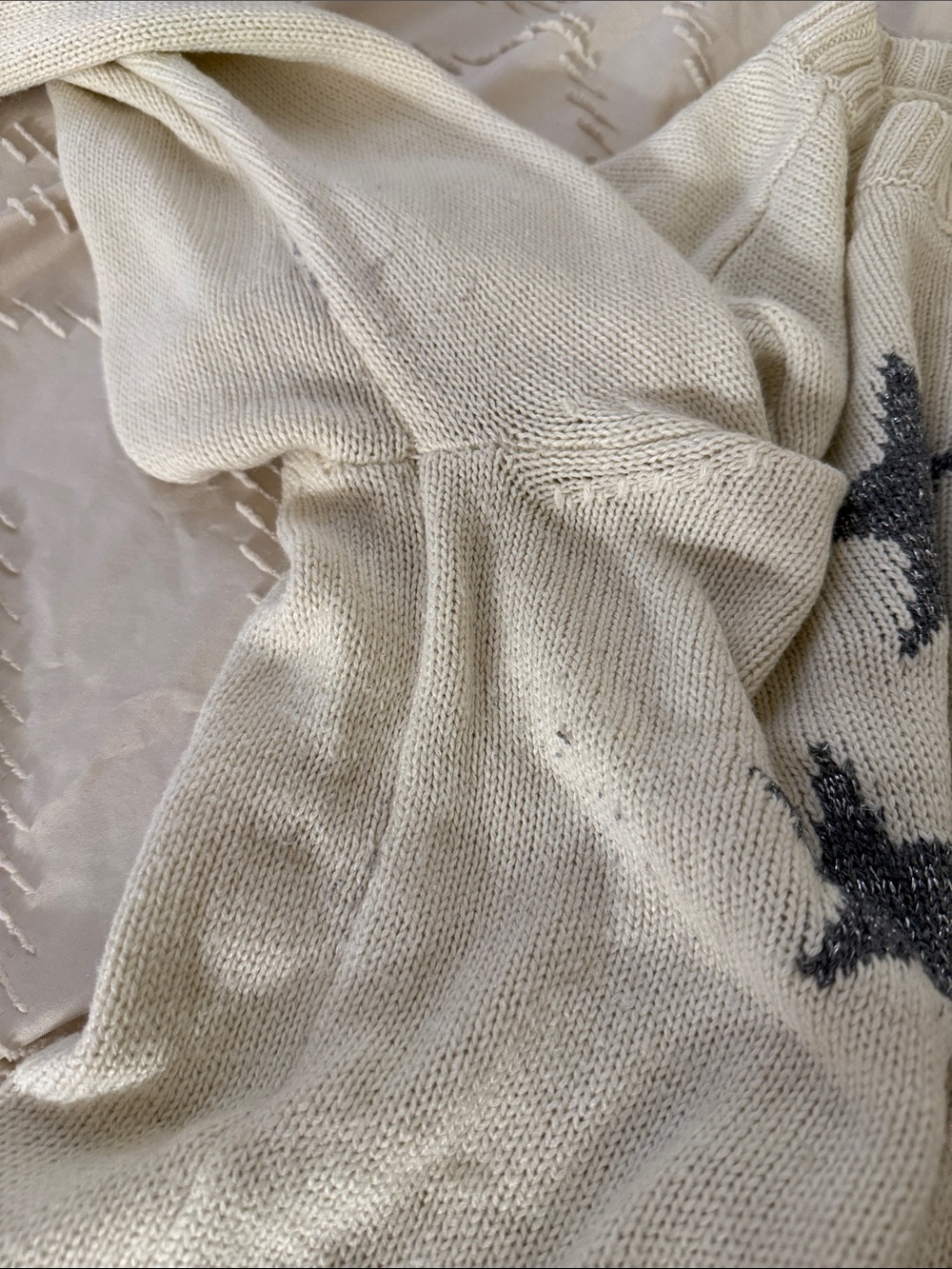 Cream Star-Print St John’s Bay Women's Sweater - Picture 5 of 6